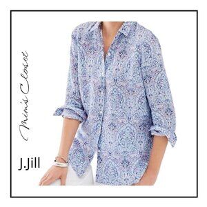 J.JILL Bohemian Love Linen Essential Shirt - Paisley - Size L